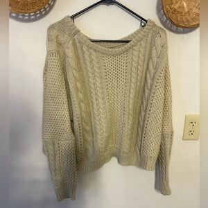 Tan scoop neck cropped sweater